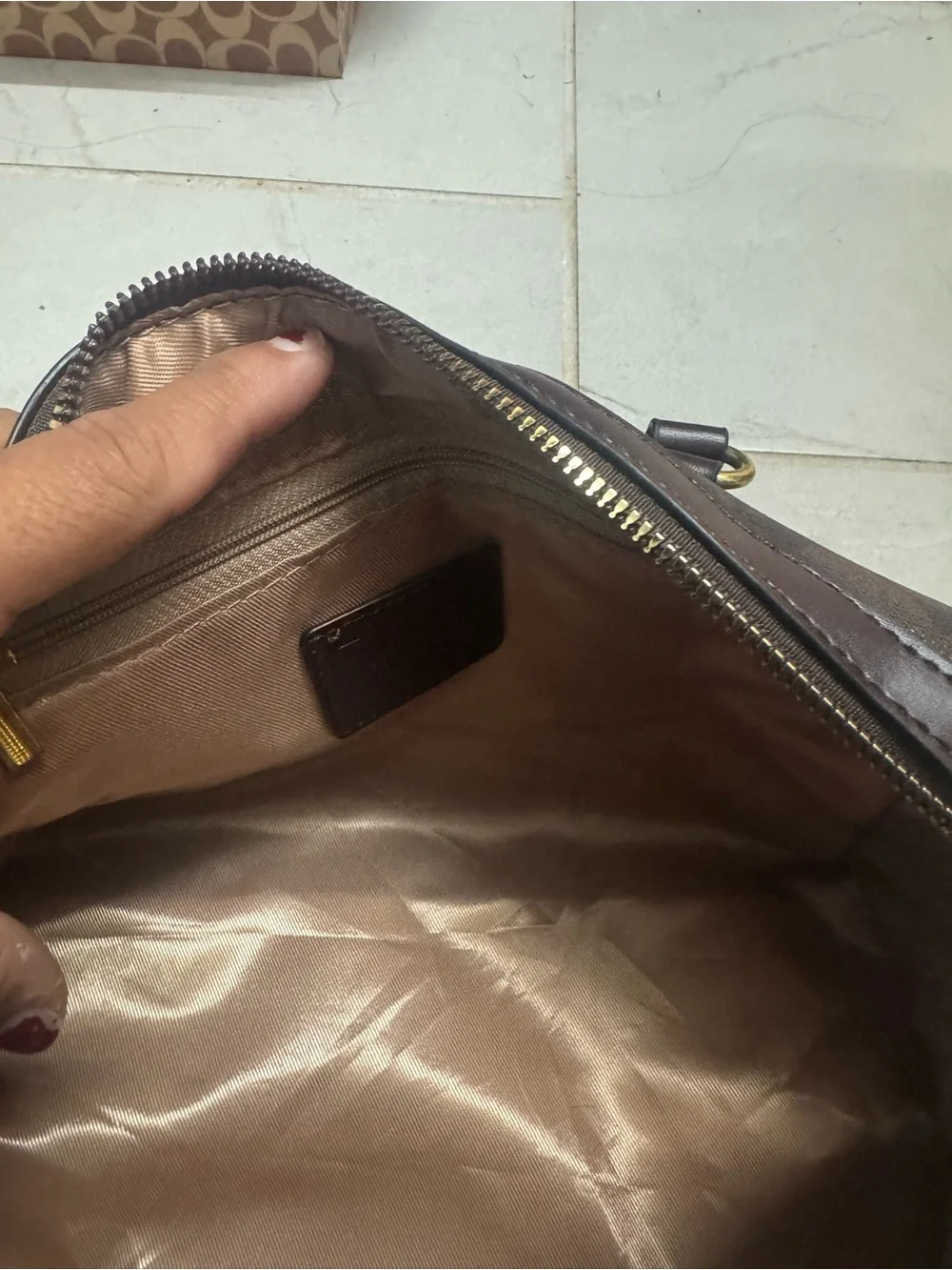 Canvas Dome Satchel with Gold Hardware